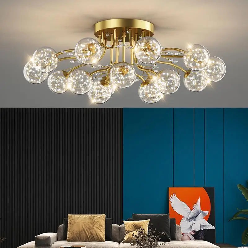 lustre en verre cristal design moderne pour décoration intérieure - vue 4 sur 17