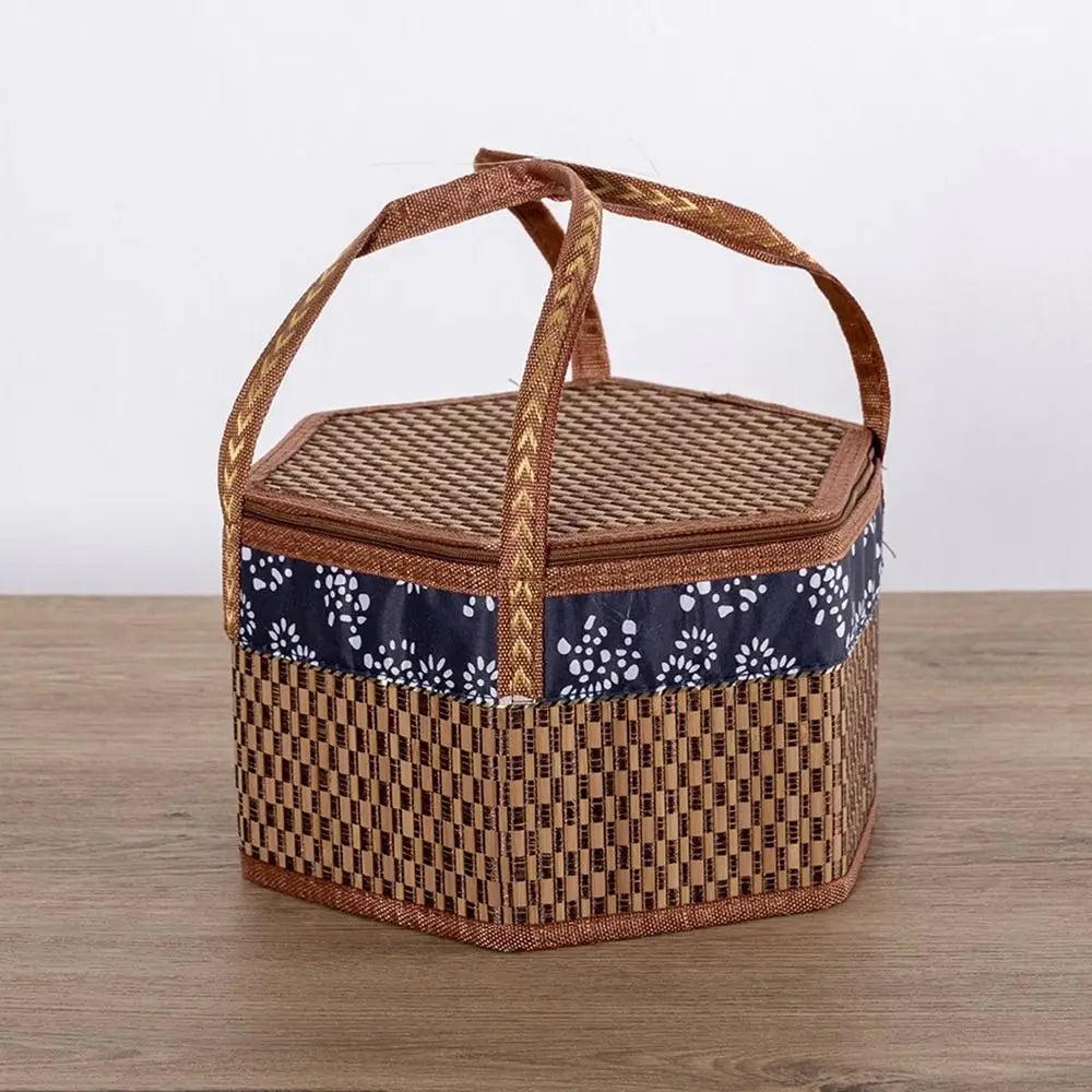 panier de pique-nique en bambou tissé écologique et pliable - vue 3 sur 8
