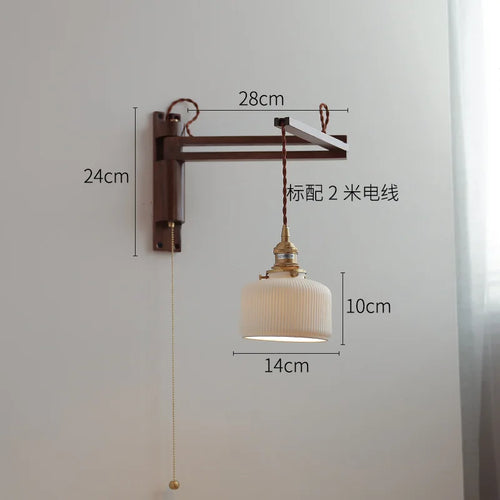 applique murale led rétro japonaise télescopique en laiton et verre - vue 6 sur 15