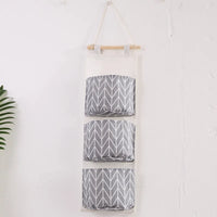 sac de rangement suspendu en coton et lin trois couches