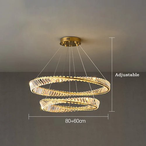 suspension moderne en aluminium et cristal led - vue 13 sur 14