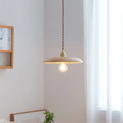 suspension led en bois et laiton style nordique moderne - vue 4 sur 10