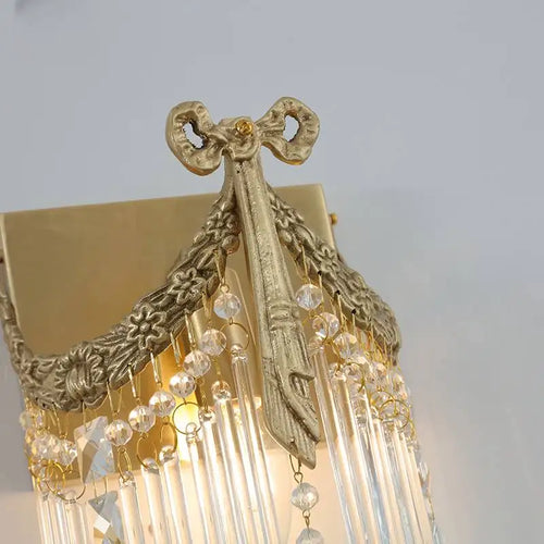 applique murale rétro en cristal et laiton vintage pour intérieur élégant - vue 7 sur 7