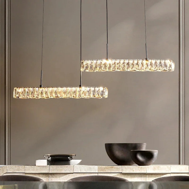 lustre led moderne en cristal avec intensité variable pour la maison - vue 3 sur 13
