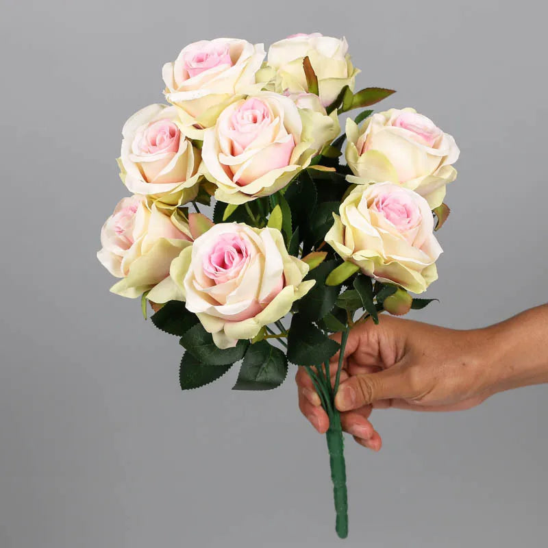 bouquet de roses artificielles en soie pour décoration intérieure - vue 5 sur 15