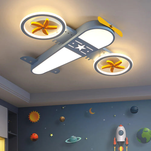 lustre dessin animé avion led avec télécommande pour enfants - vue 2 sur 8