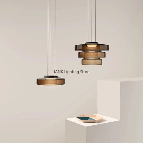 Lustre en verre minimaliste italien - vue 2 sur 24