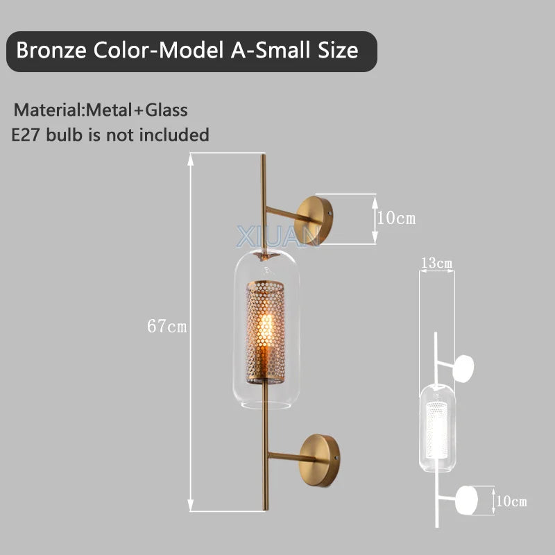 American Industrial Wall Lamps Clear Glass Wall Light Iron Metal Cage Living Room Decorative Wall Light Hallway Entrance Aisle - vue 14 sur 14