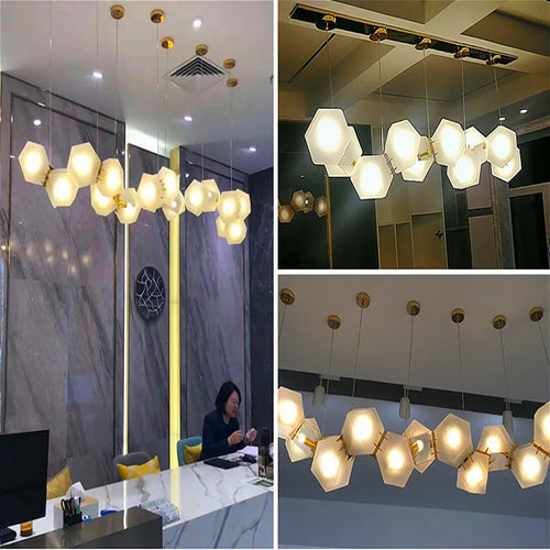2024 Modern LED Chandelier Nordic Home Decoration  Club Front Desk Hanging Light Office Restaurant Ceiling Chandelier - vue 7 sur 12