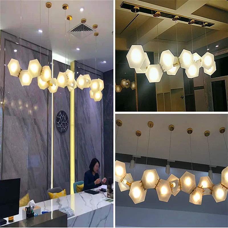 2024 Modern LED Chandelier Nordic Home Decoration  Club Front Desk Hanging Light Office Restaurant Ceiling Chandelier - vue 6 sur 12