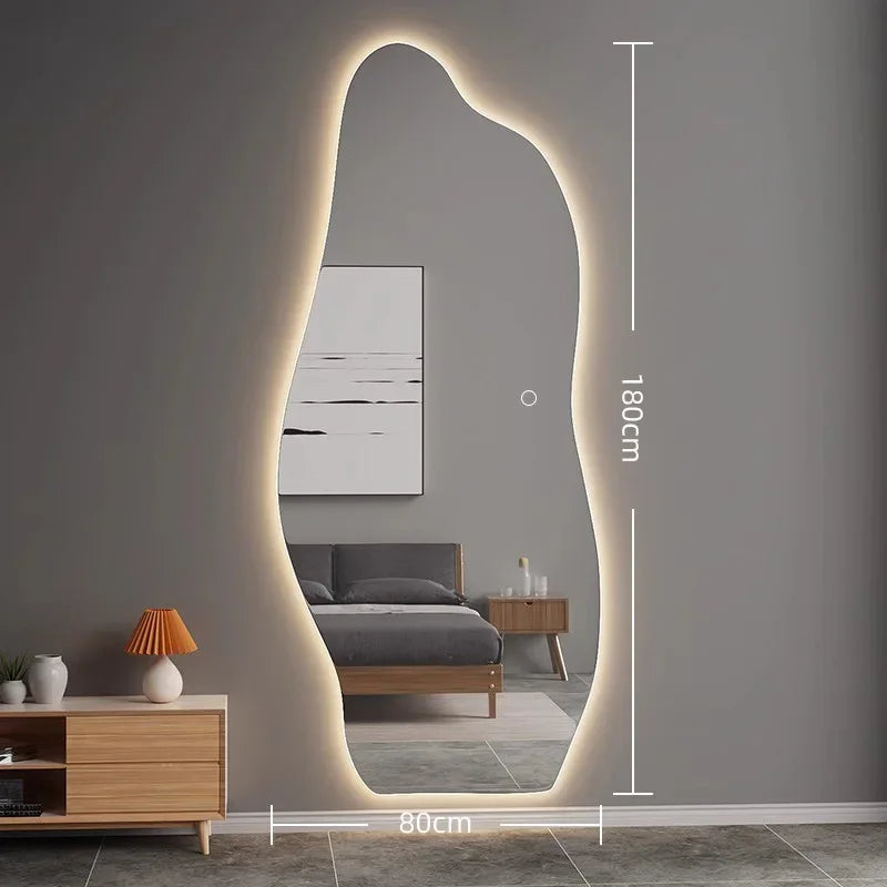 miroir lumineux décoratif style nordique irrégulier pour intérieur élégant - vue 6 sur 6