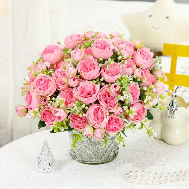 pivoines artificielles en soie pour décoration élégante et raffinée - vue 6 sur 15