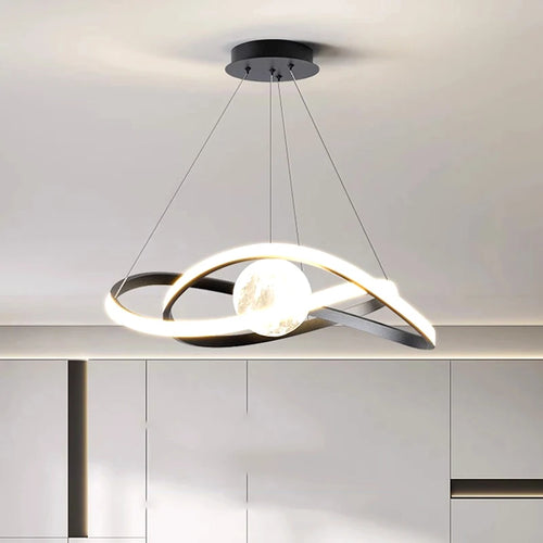lustre nordique led lune lampe suspendue éclairage intérieur décoratif - vue 4 sur 6