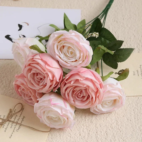 bouquet de roses artificielles en soie pour décoration élégante - vue 7 sur 17