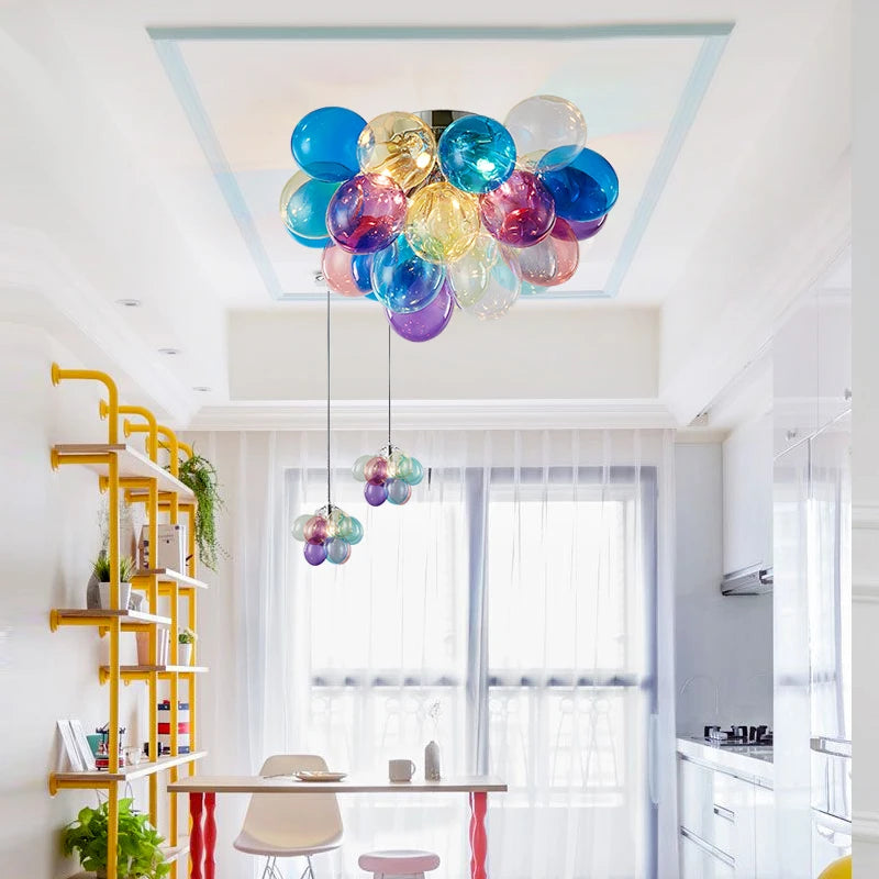 Moonriver éclairage moderne créatif couleur lampes suspendues pour plafond boule de verre lustre salon suspension lumière chambre décor - vue 6 sur 16