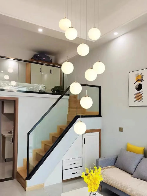 lustre moderne nordique pour loft duplex hôtel hall - vue 6 sur 24