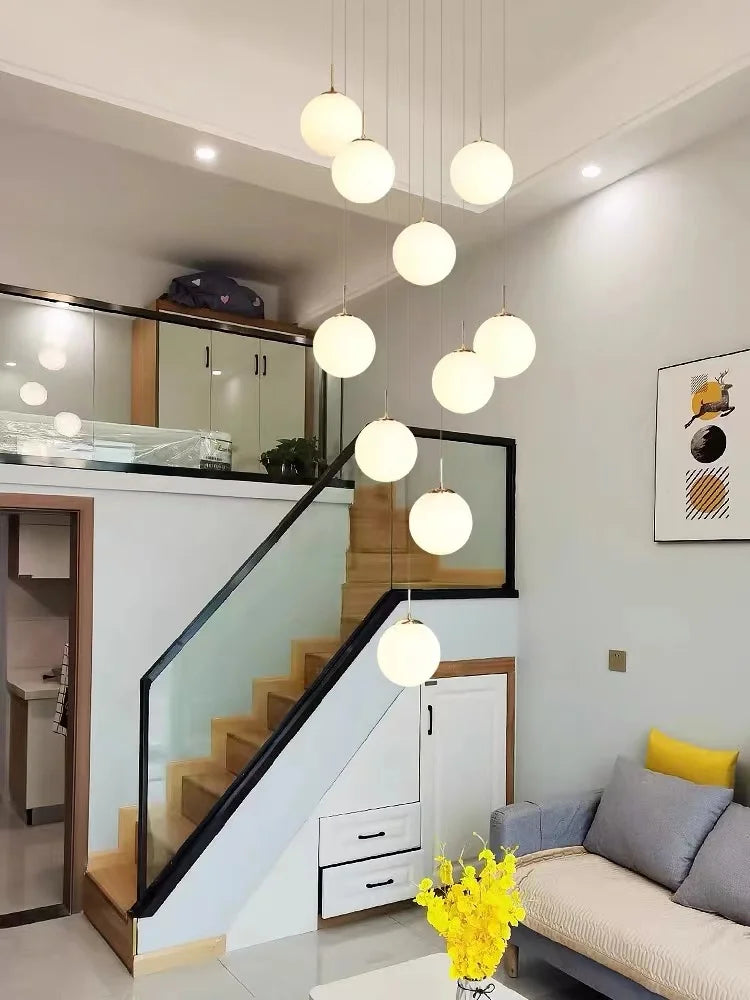 lustre moderne nordique pour loft duplex hôtel hall - vue 5 sur 24