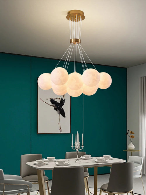 lustre sphérique moderne réglable en hauteur led pour décoration maison - vue 5 sur 19