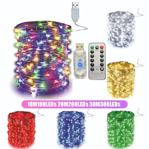 guirlande lumineuse led avec télécommande 8 modes décoration festive - vue 2 sur 13