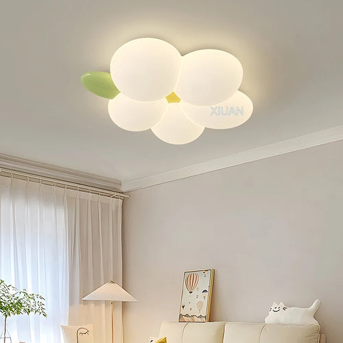 Modern Simple Children's Room Ceiling Lamps with White PE Flower Sconces White Rabbit Girl Boy Baby Kids Bedroom Hanging Light - vue 4 sur 8