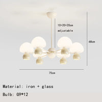 suspension moderne en verre réglable en métal blanc