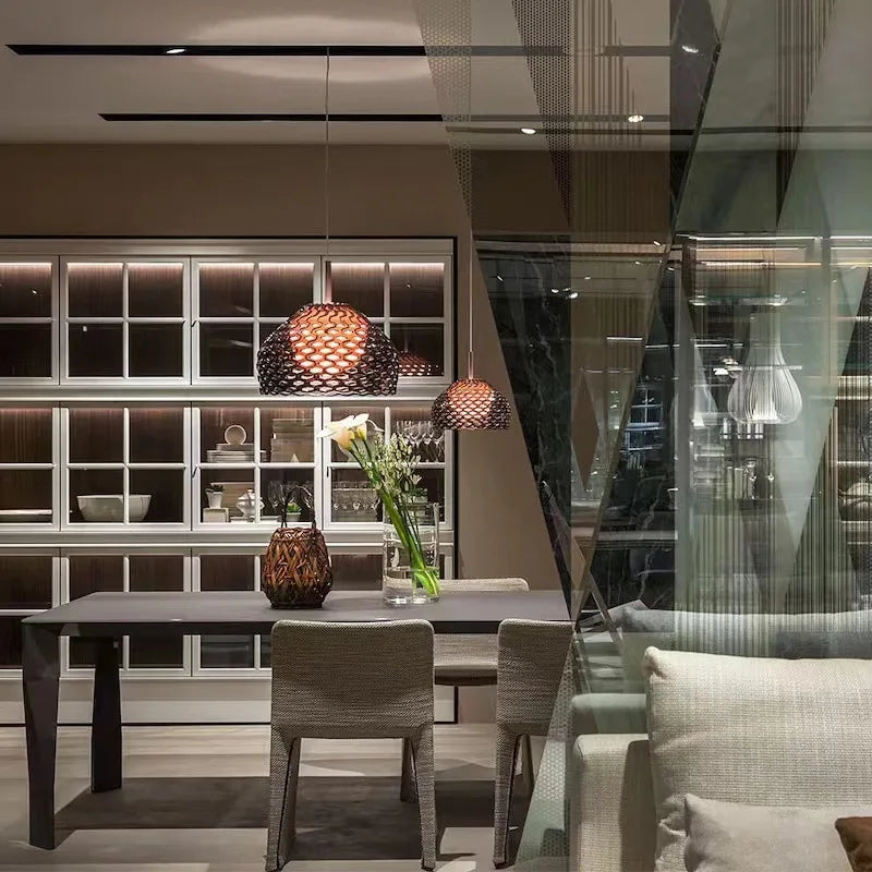 Italy Design Pendan Lamp Hollow out Suspension Ceiling Light Hanging for Living Dining Room Kitchen Island - vue 3 sur 8