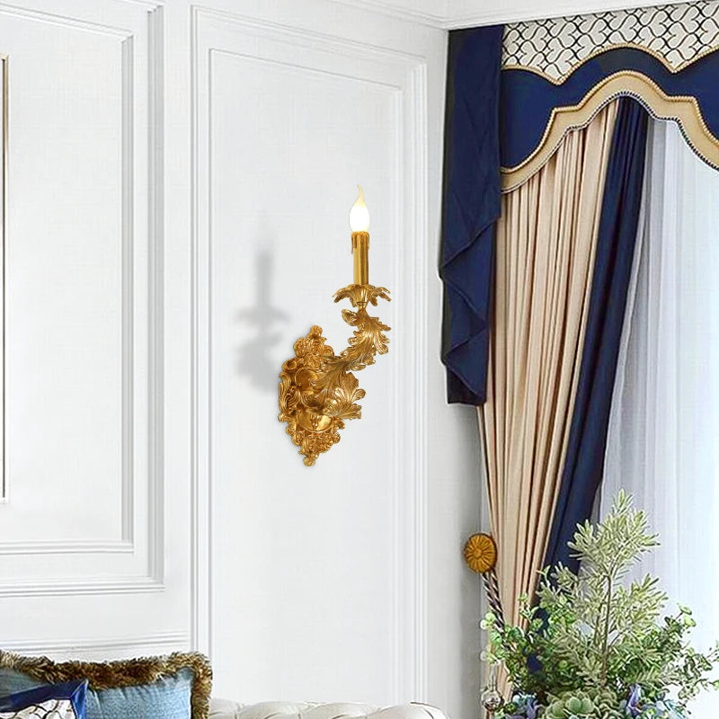 XUANZHAO Vintage français pleine cuivre applique hôtel Club Villa allée bougie lampe intérieure chambre cuivre lampe de chevet - vue 4 sur 7