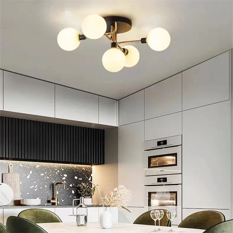 Plafonnier en verre nordique G9 LED lumière industrielle en métal pour chambre salon salle à manger étude maison intérieur loft lumière - vue 3 sur 18