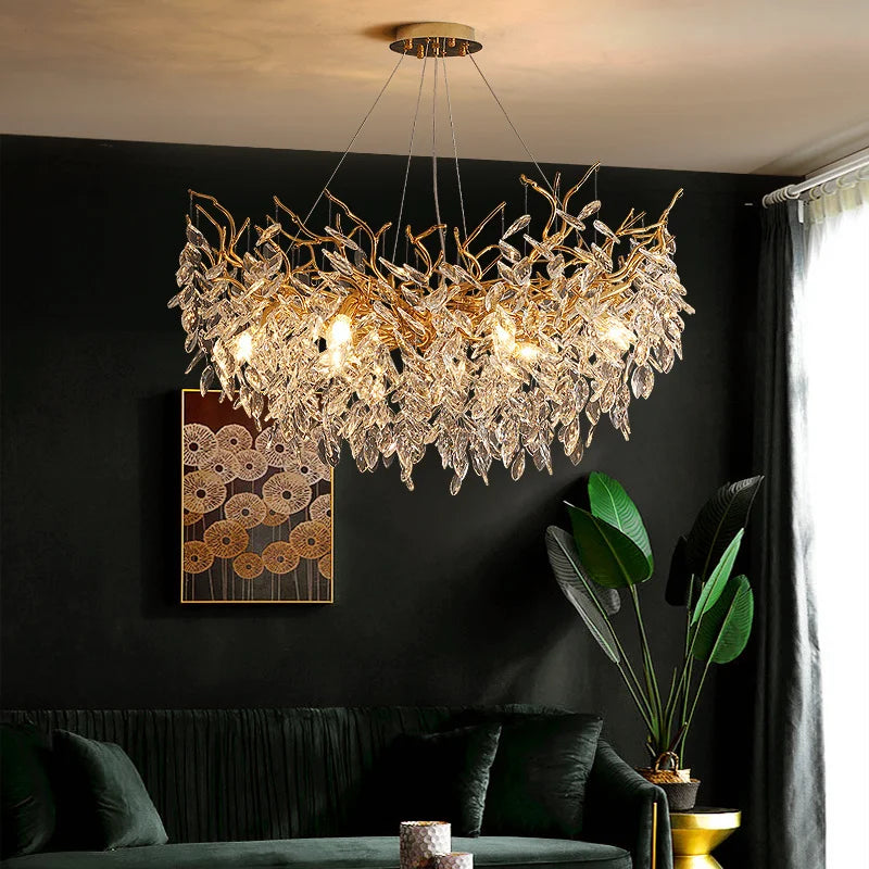 lustre en verre doré design luxueux pour décoration intérieure - vue 2 sur 16