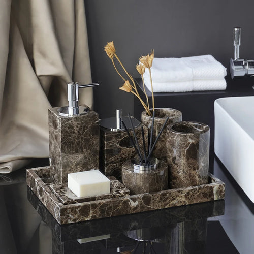 accessoires de salle de bain en marbre naturel ensemble luxe - vue 4 sur 27