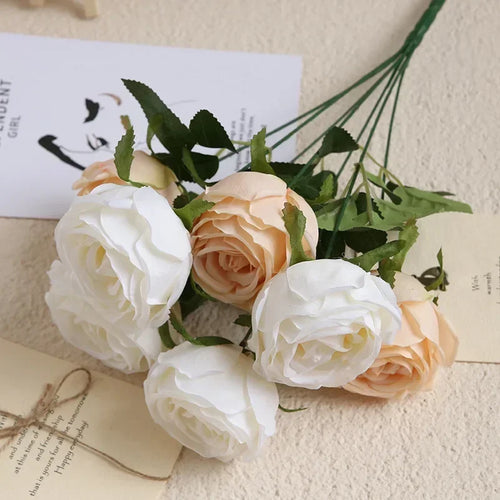 bouquet de roses artificielles en soie pour décoration élégante - vue 15 sur 17