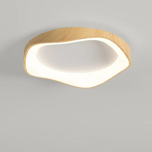 lampe led circulaire simple grain de bois éclairage intérieur moderne - vue 2 sur 8