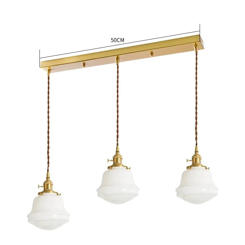 Suspension nordique moderne douille en cuivre abat-jour en verre blanc chambre salon suspension LED luminaires - vue 24 sur 30