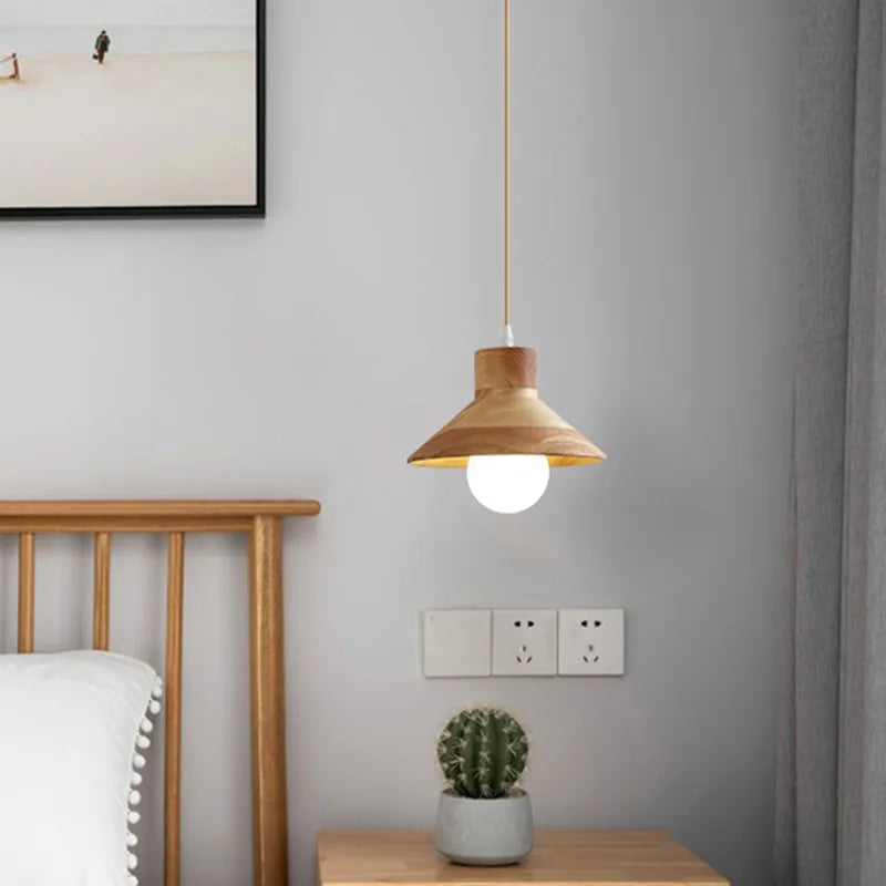 Suspension LED en bois au design nordique E27 - vue 4 sur 13