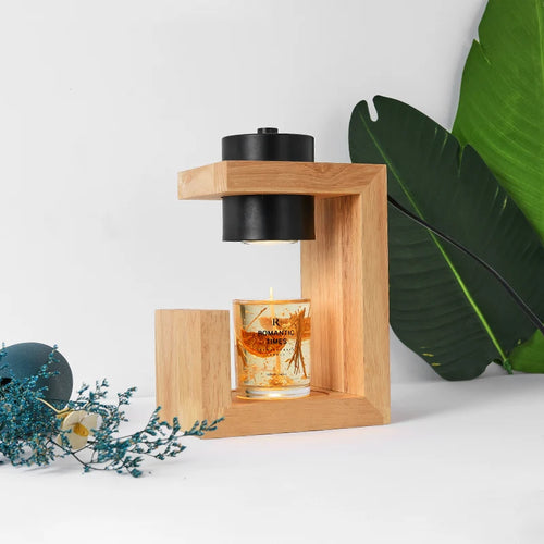 lampe chauffe-bougie aromathérapie bois nordique 110/230V éclairage intérieur - vue 5 sur 6