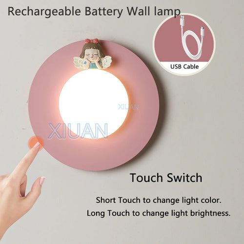 applique murale princesse design rond sans câblage à piles - vue 7 sur 23