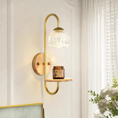 appliques murales led modernes avec étagère en verre transparent - vue 2 sur 10