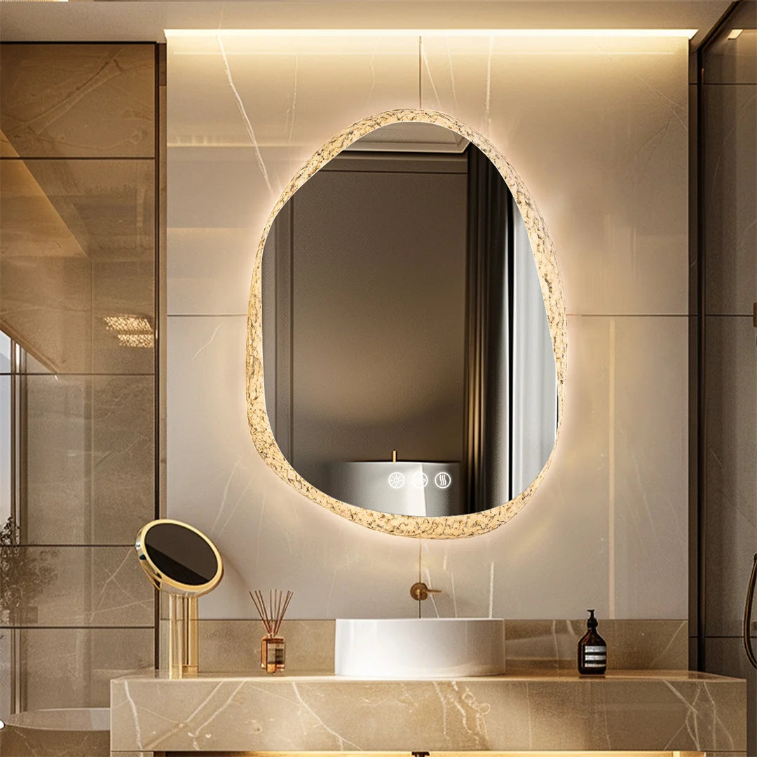 miroir sans cadre avec éclairage led et capteurs tactiles - vue 3 sur 9