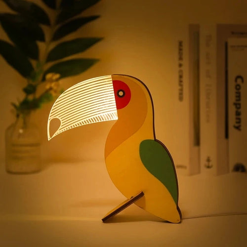 Lampe à poser Animaux LED veilleuse bois acrylique Table USB lumières décorer pour enfants bébé enfants lampe de chevet pélican Sirius baleine Toucan - vue 11 sur 10