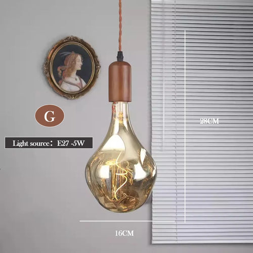 lustre en verre d'art rétro en bois massif créatif pour décoration intérieure - vue 24 sur 25