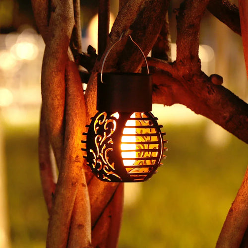 lot de 3 lampes solaires à effet flamme pour jardin extérieur décoratif - vue 2 sur 6