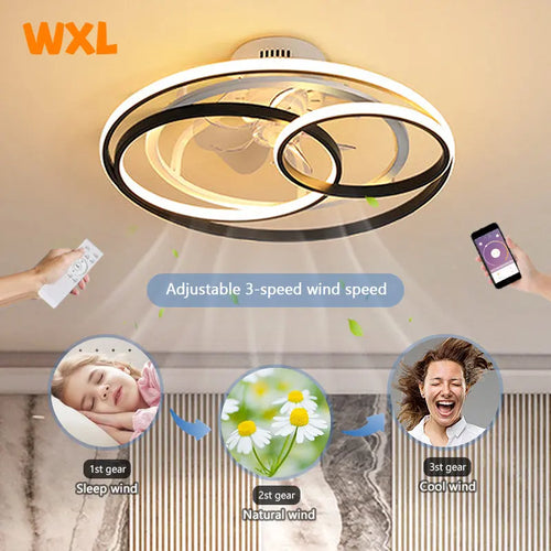 plafonnier nordique avec lumières led et télécommande - vue 5 sur 6