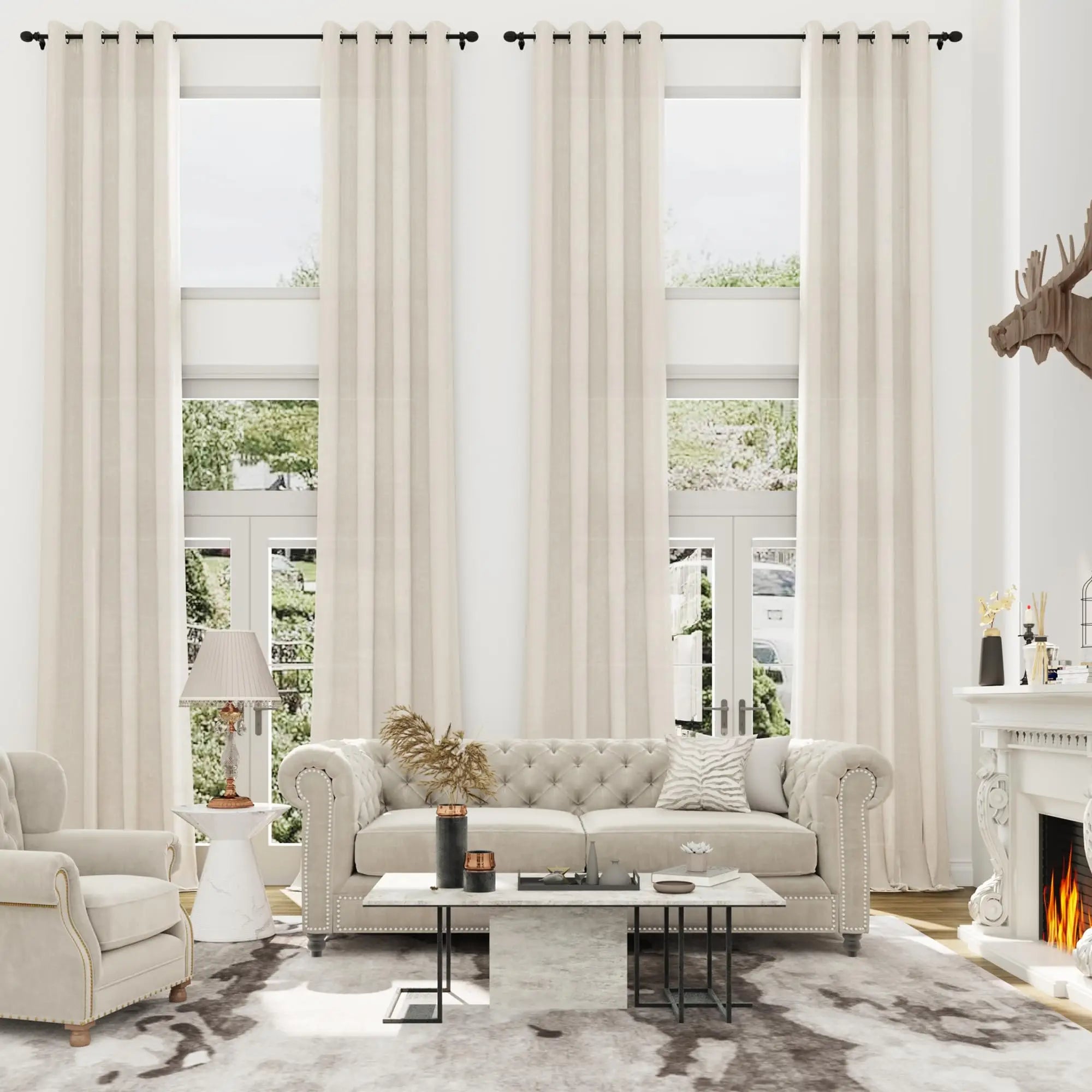 Voilage imitation lin extra long style moderne - vue 3 sur 6