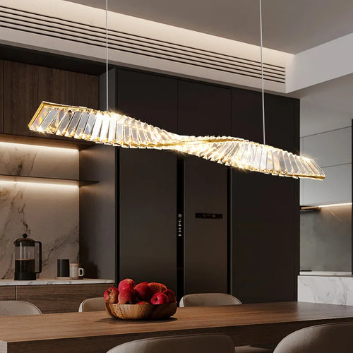 lustre en cristal doré design postmodernes avec éclairage led - vue 3 sur 8
