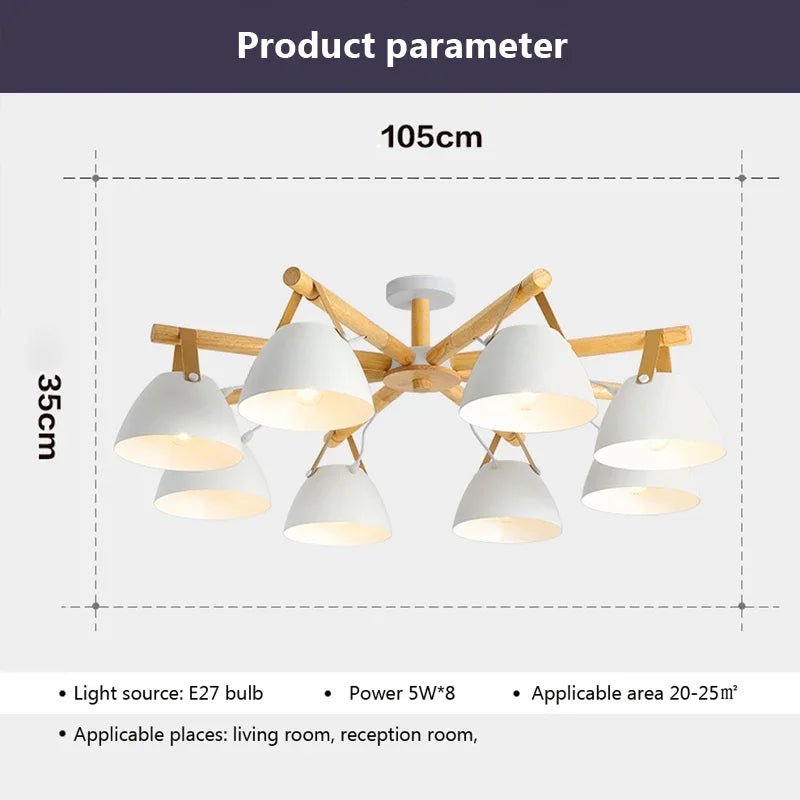 Lustre Led en bois nordique - vue 4 sur 14