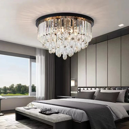 lustre led dimmable en cristal de style vintage luxueux - vue 2 sur 12