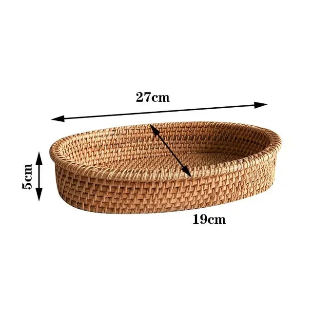 panier rond en rotin tressé pour fruits et collations - vue 12 sur 13