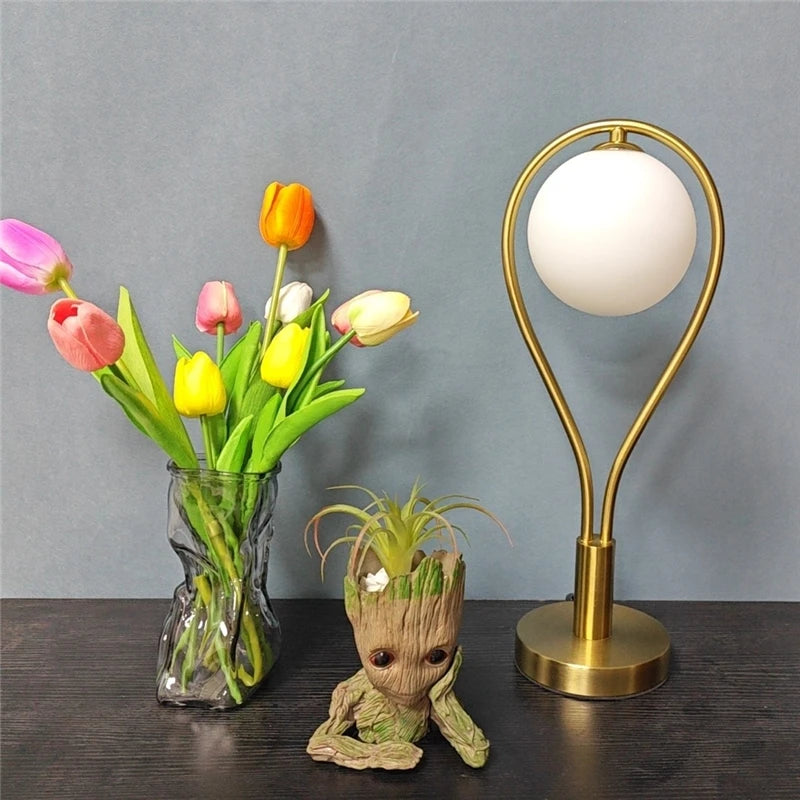 lampes de sol led artistiques en forme de raquette avec boule de verre - vue 6 sur 7
