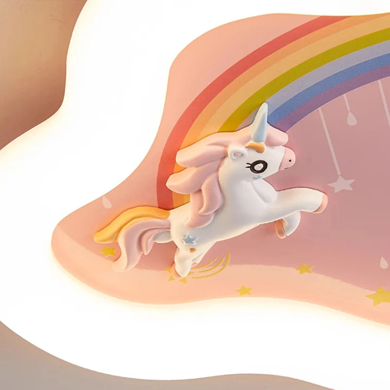 lustre nuage arc-en-ciel avec cheval pour chambre d'enfant - vue 6 sur 10