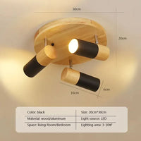 plafonnier led rotatif en bois design nordique multi-têtes décoratif d'intérieur